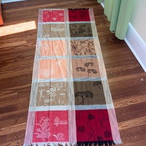 Large scarf- beige, black, red, white,peach